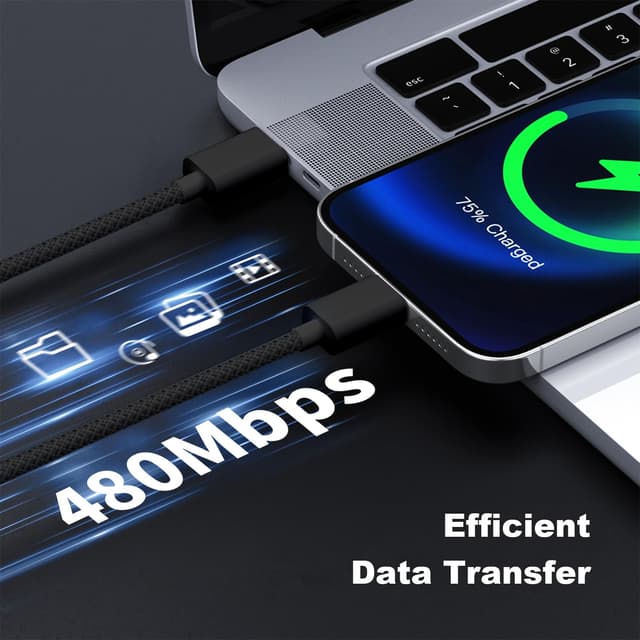 Detalle de Bamkey USB C to USB C 60W cable 2m 2 pack