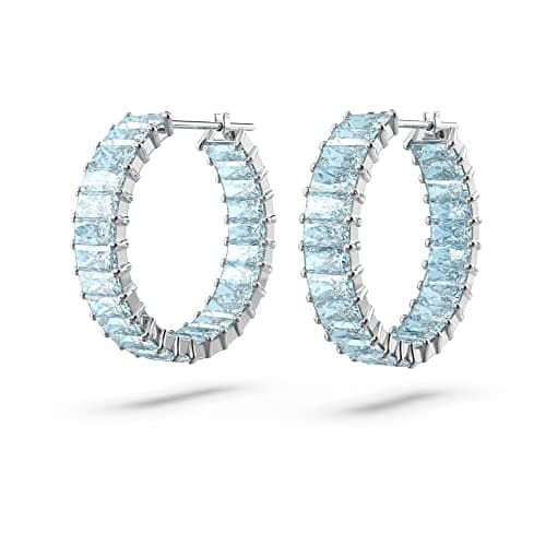 Detalle de Swarovski Pendientes de aro Matrix aguamarina Talla Princesa 💍