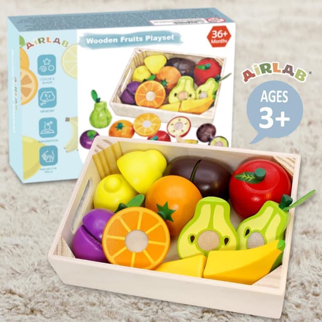 Thumbnail 6 de Airlab Holz-Schneideset für Kinderküche: Obst zum Schneiden mit Klett-Verbindung