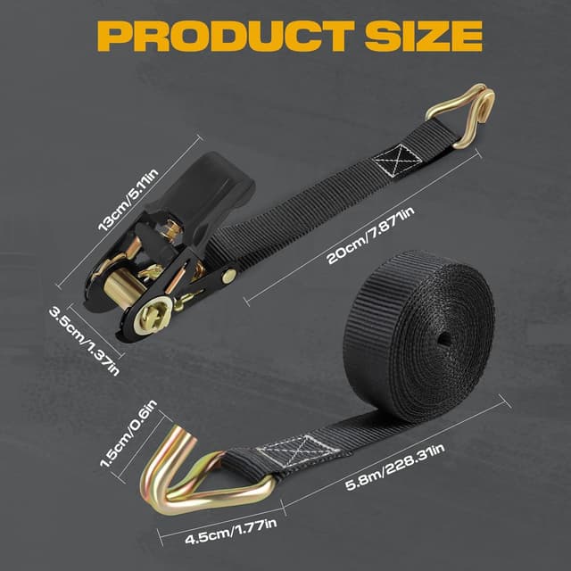 Thumbnail 6 de IAZZCO Ratchet Straps 6M x 25MM 4 Pack