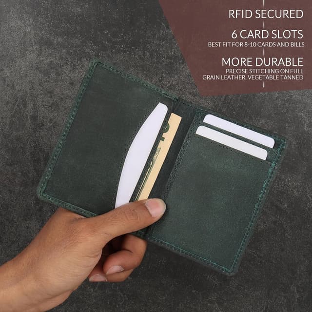 Detalle 2 de FOXHACKLE full-grain leather credit card wallet (RFID blocking) – slim bifold card holder