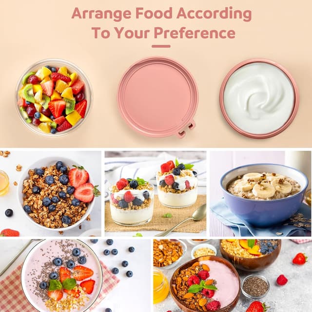 Thumbnail 6 de Mitsemmo Müslibecher to Go 760 ml + 230 ml (Rosa) – Müsli- & Joghurtbecher mit Löffel und Dose