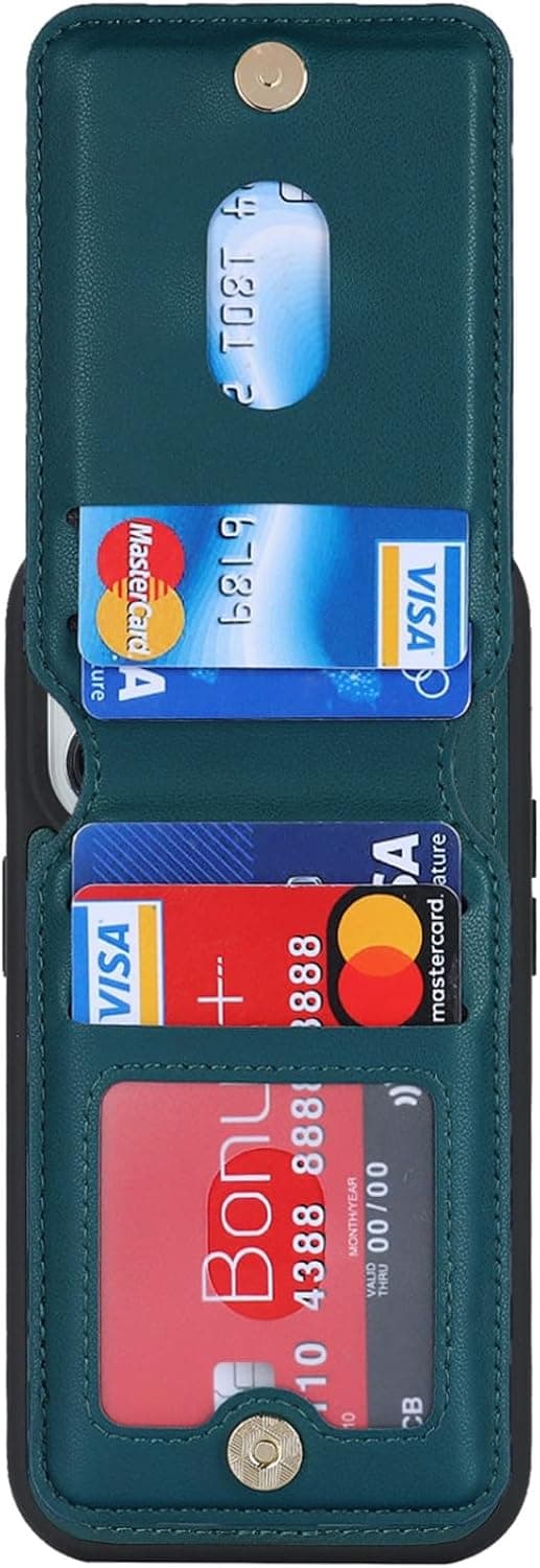 Detalle de Zouzt for iPhone 14 Pro Detachable 2-in-1 Wallet Case with Card Holder (MagSafe) – Green