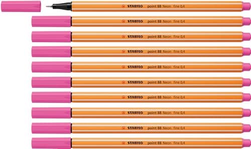 Detalle de STABILO point 88 rotulador punta fina 10 unidades rosa neón 🖊