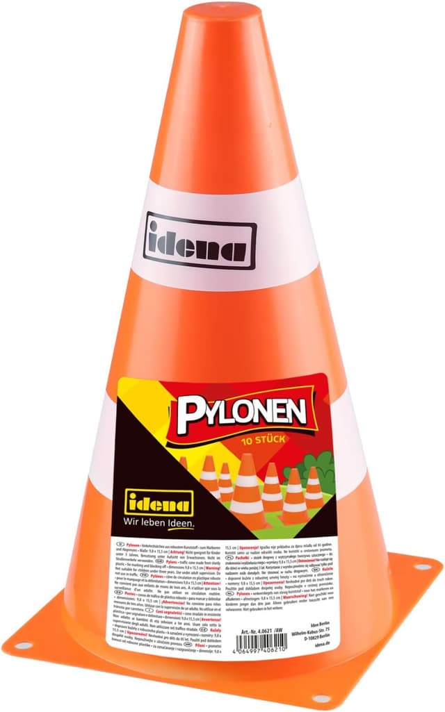 Thumbnail 1 de Idena 40621 Pilones de advertencia, 15,5 cm, Naranja y Blanco 🚧