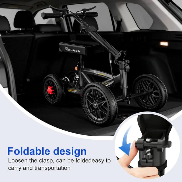 Thumbnail 6 de BlessReach 350 Lbs Foldable All Terrain Knee Scooter