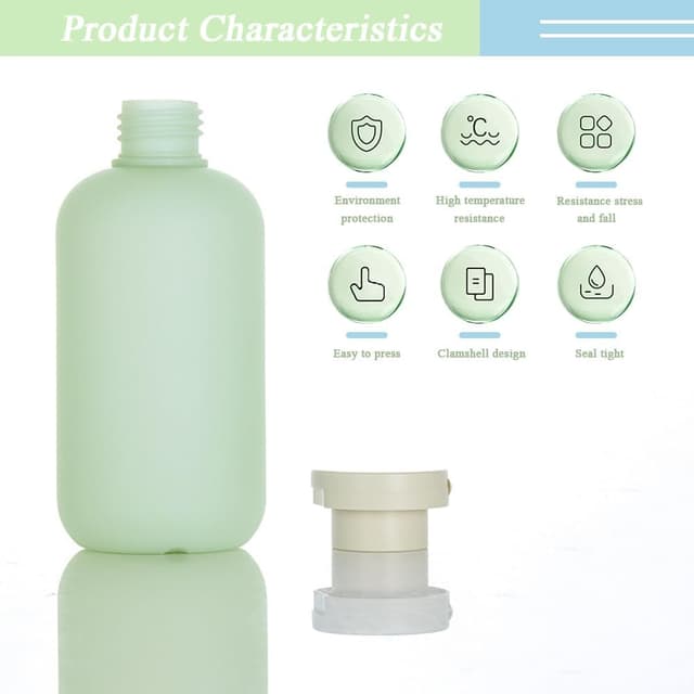Detalle de Auswalar 4 x 200ml Flip Cap Bottles (Empty Refillable Travel Containers) for Shampoo & Shower Gel