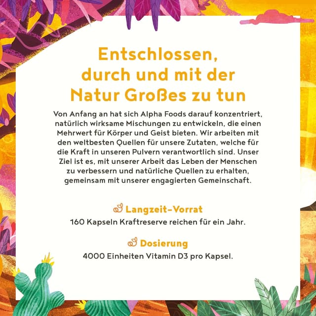 Thumbnail 6 de Alpha Foods Vitamin D3 + K2 hochdosiert (4.000 IE) mit vitaMK-7 & pflanzlichem Omega-3 – 160 Kapseln