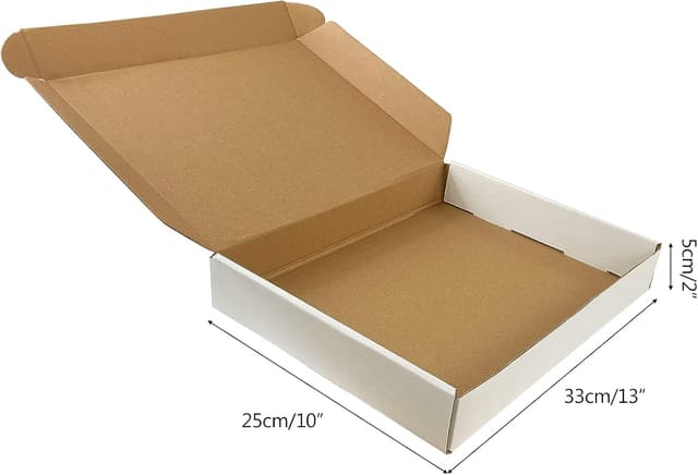 Detalle 2 de 25-Pack small shipping boxes (330x254x51 mm) white corrugated cardboard mailer boxes