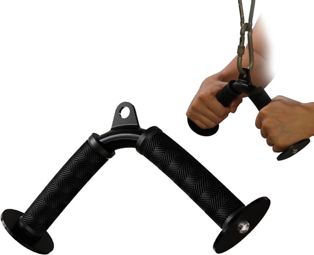 Detalle de Fitarc Barre V Triceps pour poulie (accessoire pour machine à câbles) avec poignées antidérapantes en caoutchouc, charge max 180 kg
