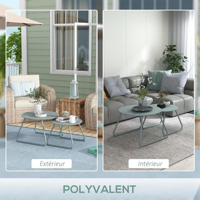 Detalle 1 de Outsunny tables basses gigognes 2 Ø60