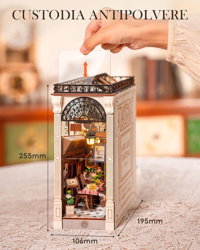 Detalle de Rolife Book Nook Kit Miniature Arcade Dating in stile europeo con luci LED e coperchio antipolvere