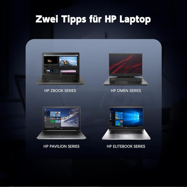 Detalle de 150W Laptop-Ladekabel / Netzteil kompatibel mit HP Omen, Pavilion Gaming, ZBook & EliteBook (4,5 x 3,0 mm)