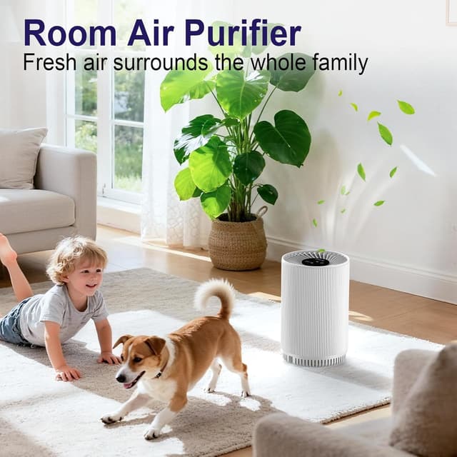 Detalle de AIUZLK KJ80 3-Stage H13 HEPA Air Purifier for Bedroom (22dB Quiet, Night Light, Timing)