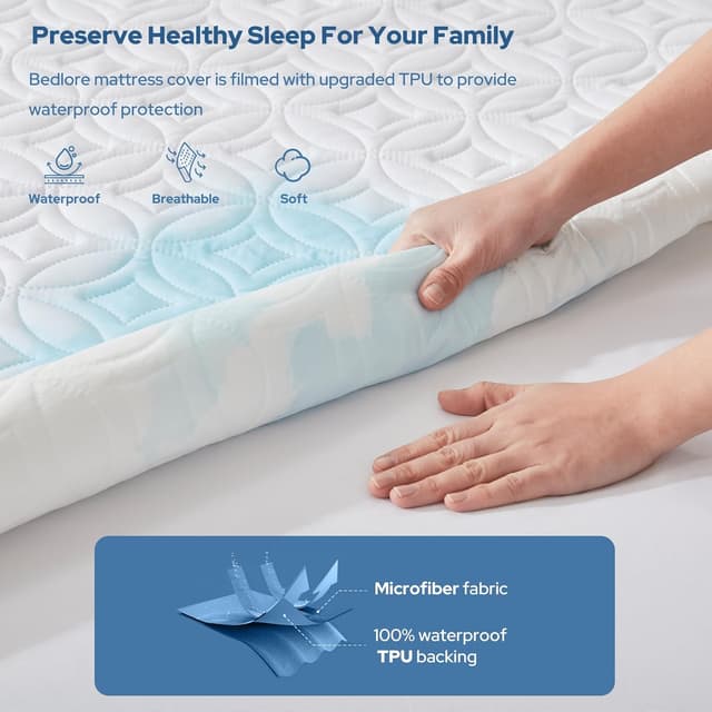 Detalle 2 de Double waterproof mattress protector 40cm