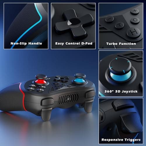 Thumbnail 7 de LATEC Mando inalámbrico para Switch / Switch 2 con Hall, giroscopio 6 ejes, vibración ajustable y turbo