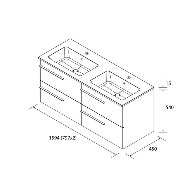 Thumbnail 4 de Salgar Vilna mueble baño 4 cajones con lavabo 2 pozas 🚽