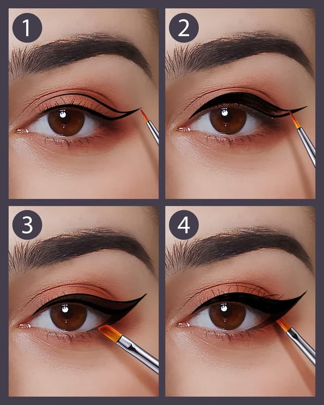 Detalle de EIGSHOW set di 4 pennelli per eyeliner (angolato, stretto, ultra-fine e definire) viola
