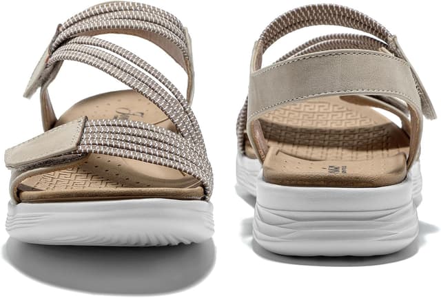 Detalle de Sandali JOMIX da donna comodi estivi con fasce elastiche e plantare ergonomico, chiusura a strappo