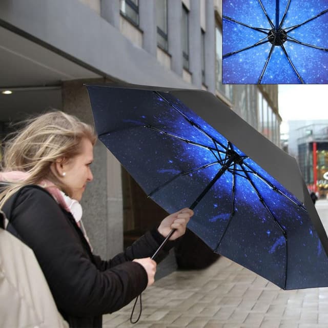 Detalle de Aolso Ombrello pieghevole antivento con chiusura automatica e protezione UV UPF>50+