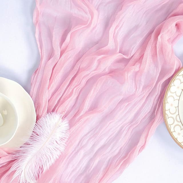 Thumbnail 6 de pepmily 8-Pack Pink Cheesecloth Table Runner, 120-Inch Boho Gauze for Spring & Party Décor