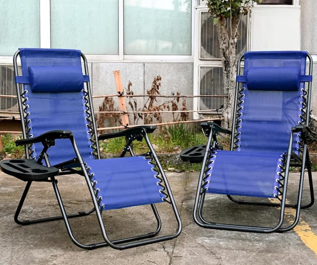 Thumbnail 1 de T-LoVendo Pack 2 Tumbonas Gravedad Zero (Azul Oscuro)