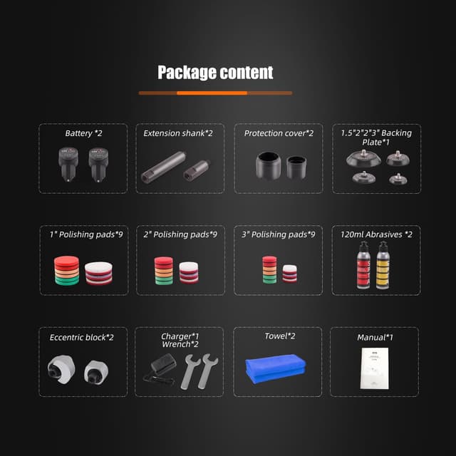 Detalle de SPTA Akku Mini Auto 12V Kratzer Killer – kabelloser Mini-Polierer für RO/DA, Schleifen und Reinigen