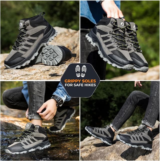 Detalle de HODTOB Wanderschuhe – wasserdichte Outdoor-Trekkingschuhe mit rutschfester Gummisohle