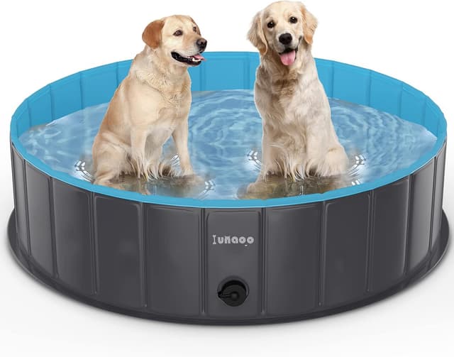 Detalle de lunaoo Dog Paddling Pool Foldable Pet Swimming Pool (Light Blue, 80 x 20 cm)