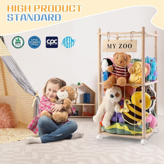 Detalle de khlerox Stuffed Animal Storage Zoo with Wheels, Small