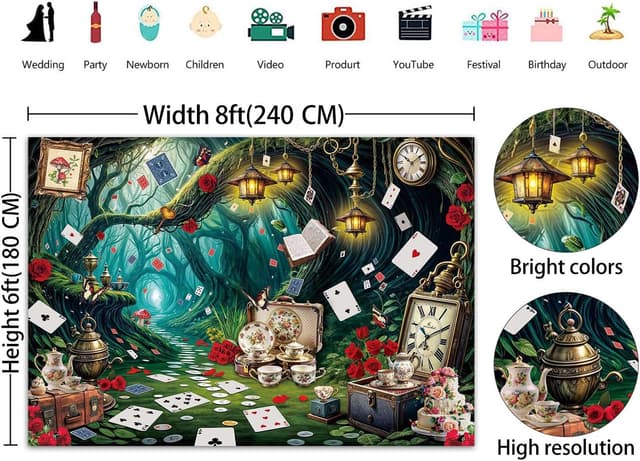 Thumbnail 5 de Wonderland Tea Party Backdrop 8x6FT