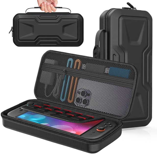 Detalle de FYOUNG All-in-One Accessories Case Bundle for Nintendo Switch 2 (2025) — Black portable hard carrying case with game card slots