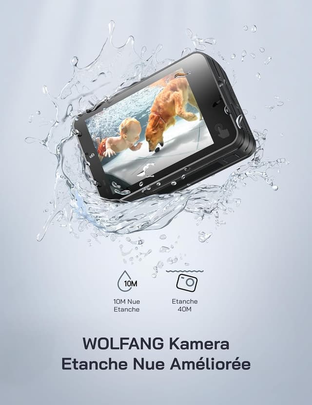 Detalle de WOLFANG 4K 60FPS GA400 – Caméra sport étanche 20 MP WiFi, grand angle 170° avec EIS