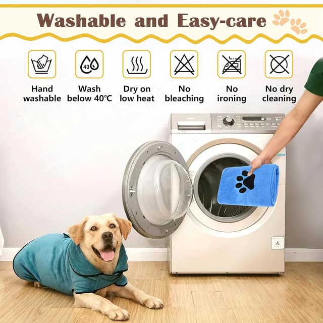 Detalle de Deepton Hundehandtuch (2er-Set) extra saugfähig, schnell trocknende Mikrofaser – 100 x 50 cm, blau