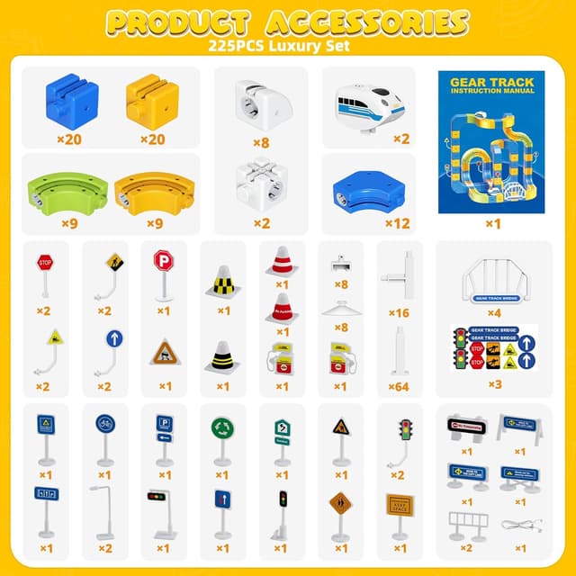 Thumbnail 6 de Hzitcigm Eisenbahn Elektrisch Cube Track – 225-teiliges Zugset mit 2 Zügen, 80 Schienen und 3D-Strecken für Kinder ab 3–8