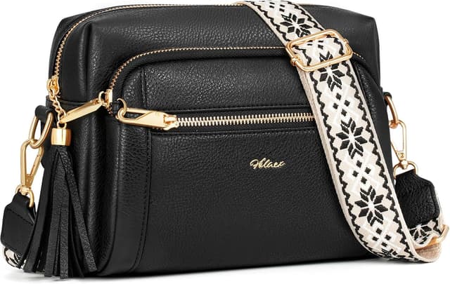 Detalle de HILAEX Umhängetasche Damen mit Anti-Diebstahl-Clip, 4 Fächer und verstellbarem Gurt