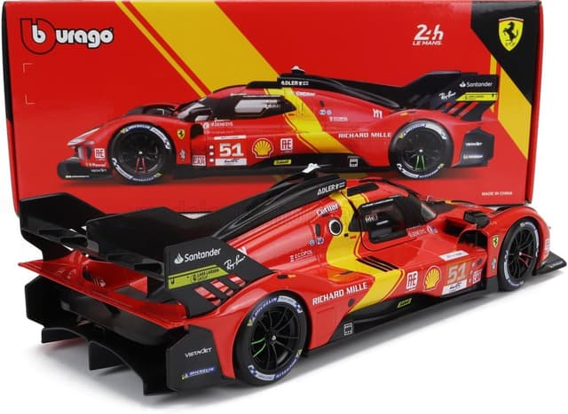 Detalle 2 de Bburago Ferrari Racing 499P Le Mans 1:18 die-cast model car (red)