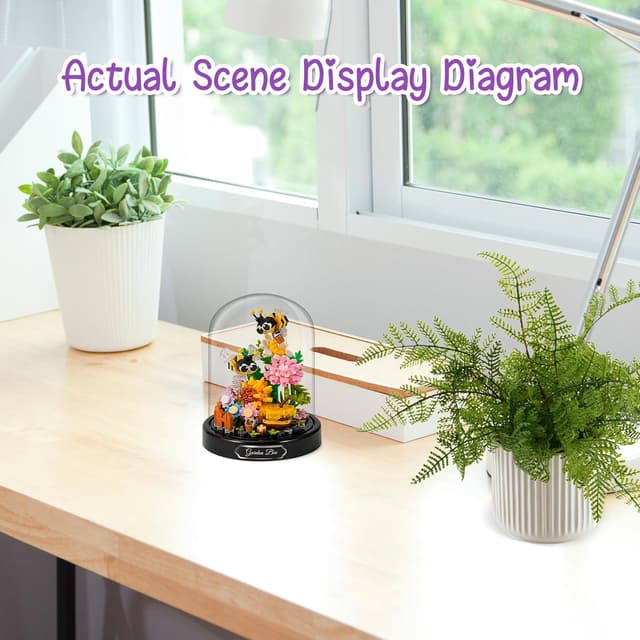 Detalle de Mini Animals Flower Building Set (588 pcs) – Butterflies, Bees & Flowers Blocks with Transparent Cover