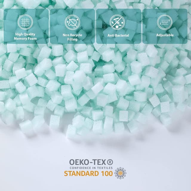 Detalle 2 de Rainmr Shredded Memory Foam Full Body Pillow (20 x 54 inches) for Side Sleepers