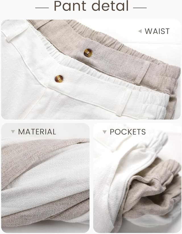 Thumbnail 6 de Hooever Womens Cotton Linen Wide-Leg Pants (High-Waisted, Button-Front)