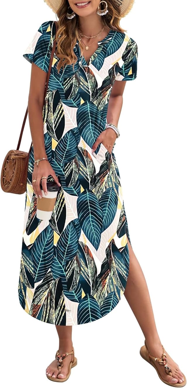 Thumbnail 6 de MISFAY Women’s Summer Maxi Dress 2026 — V-Neck Loose Sundress with Side Slit & Pockets