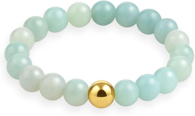 Detalle de GD GOOD.designs anello antistress con pietre naturali e perlina placcata oro 18K, misura 54-60