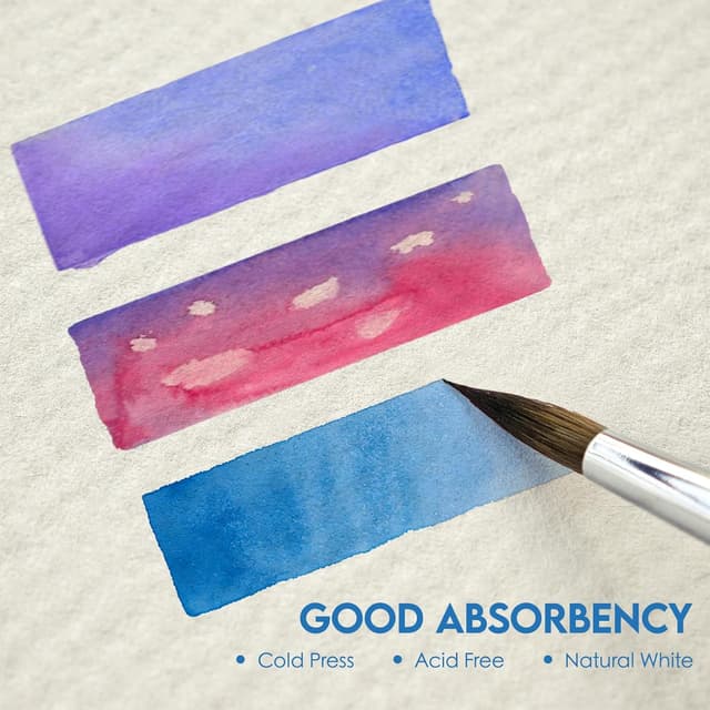 Detalle de KOVIEDE 100 Sheets Watercolor Paper, 8.5x11 in, 102lb (230GSM) Cold Press Practice Paper