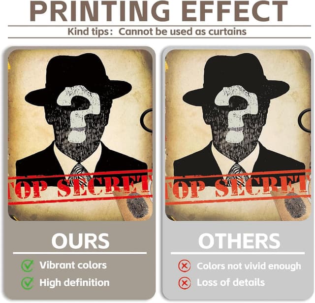 Detalle 2 de Luminora 72x43 inch Top Secret Detective Mugshot Backdrop (Murder Mystery Party Photo Props)