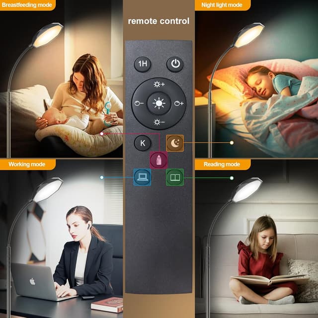 Detalle 2 de Elegante Diamant-LED Stehlampe für Wohnzimmer, dimmbar (18 W, 1.800 lm) mit Fernbedienung & Touch, schwarz