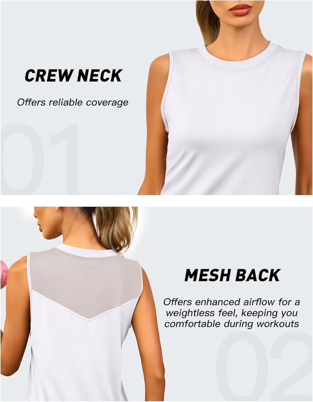 Detalle de Memouniva Canotta Sportiva Donna senza Maniche per Palestra, Fitness, Yoga e Running