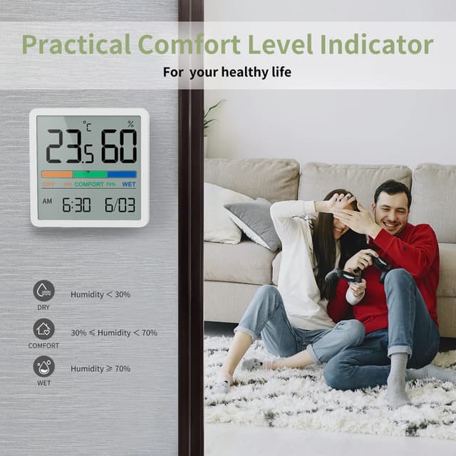 Detalle 2 de NOKLEAD Hygrometer Indoor Thermometer 1️⃣ 🌡