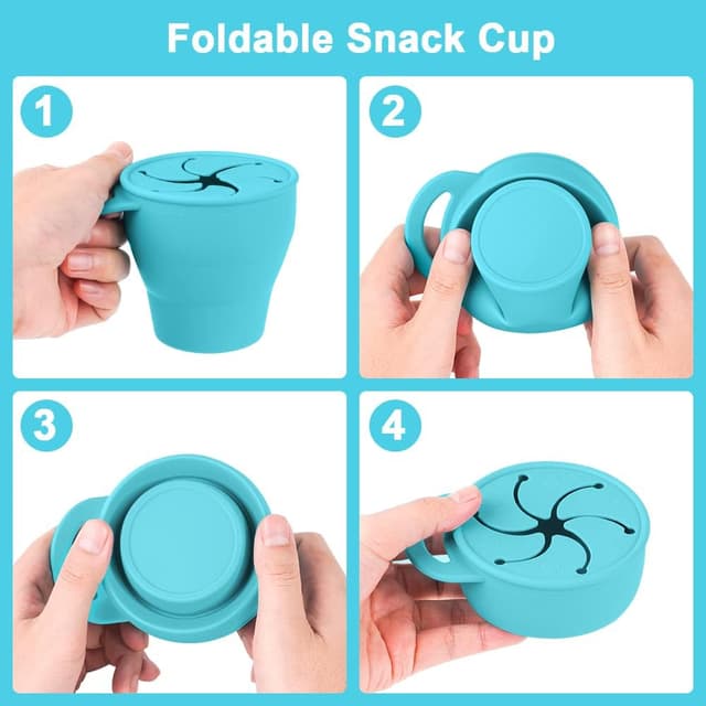 Detalle de Vicloon Tazza per Spuntino 350 ml in silicone senza BPA, contenitore porta snack con maniglia e copertura anti-rovesciamento