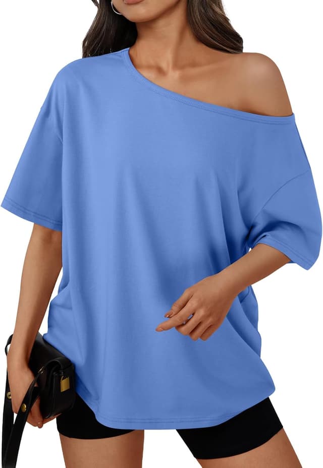 Thumbnail 6 de Trendy Queen off-the-shoulder oversized women’s T-shirts (short sleeve) — casual summer tops