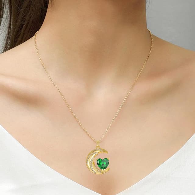 Thumbnail 6 de YONVUN Crystal Zircon Moon Heart Pendant 22mm